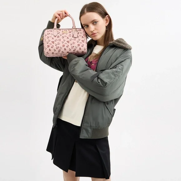 Coach Rowan Satchel Blush Rose Print and Your Choice Bag Charm + Duster NWT - Picture 3 of 15